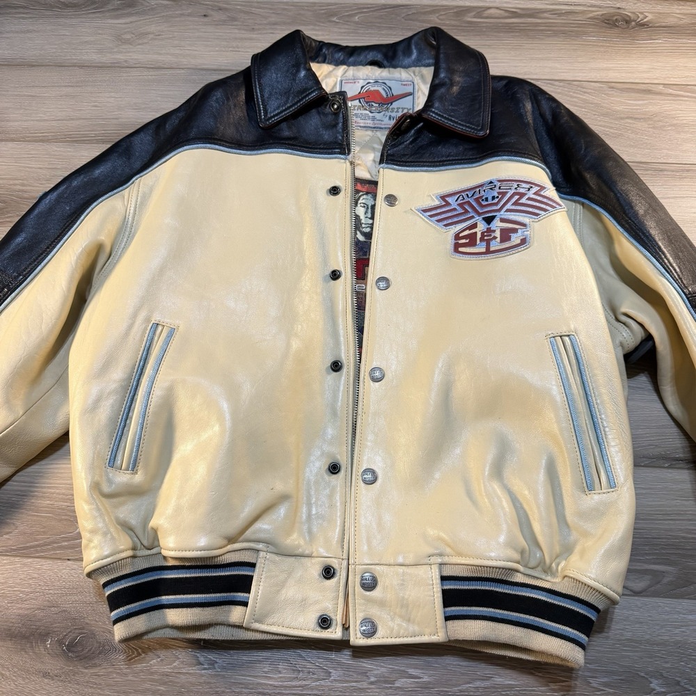 VTG Avirex Snuk & Fox Bomber Jacket Genuine Leather American Flight Jacket Men L - Picture 6 of 12